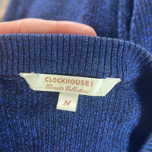 Clockhouse Blue Glittery Open Shoulder Stretchy Sweater Size M - Picture 9 of 15